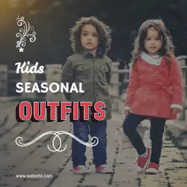 Online Editable Kids Seasonal Clothes Facebook 3D Post