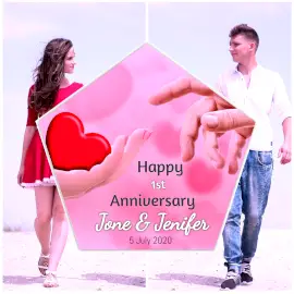 Online Editable Happy First Love Anniversary 2 Grid Photo Collage
