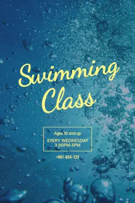 Online Editable Swimming Class with Stylish Yellow Font Pinterest Graphic