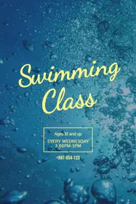 Online Editable Swimming Class with Stylish Yellow Font Tumblr Graphic