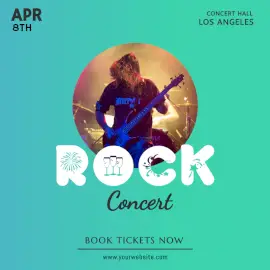 Online Editable Moderate Cyan Rock Music Concert Social Media Post