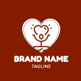 Online Editable Brown and White with Heart Shaped illustration Logo