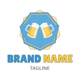 Online Editable Two Beer Glasses with Foam Bar & Nightclub Logo
