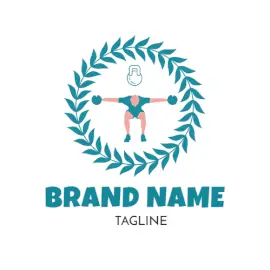 Online Editable Cyan Workout Illustration Gym & Fitness Logo