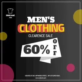 Online Editable Black Men's Clothes Clearance Sale Offer Instagram Post
