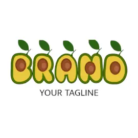 Online Editable Dissected Avocado Text Food & Drink Logo