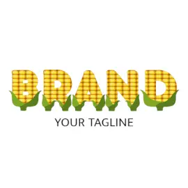 Online Editable Yellow and Green Corn Cob Font Food & Drink Logo