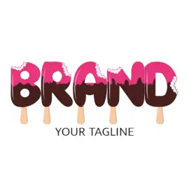 Online Editable Bitten Chocolate and Strawberry Popsicle Font Food & Drink Logo