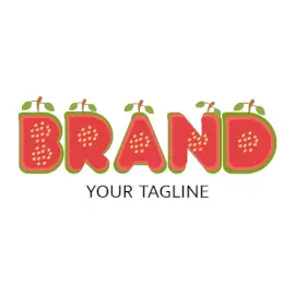 Online Editable Guava Slice Fancy Text Food & Drink Logo