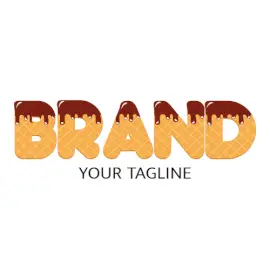 Online Editable Wafer with Dripping Chocolate Sauce Food & Drink Logo