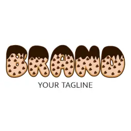 Online Editable Chocochip Cookie Fancy Text Food & Drink Logo