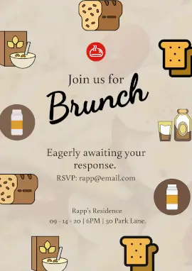 Online Editable Brunch Restaurant Invitation Poster Marketing Materials