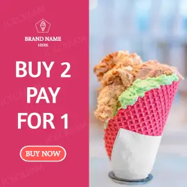 Online Editable Pink Buy 1 Get 1 Ice-cream Offer Instagram Post
