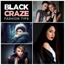 Online Editable Black Fashion Models 4 Grid Photo Collage