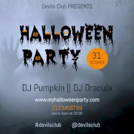 Online Editable Devils Club Halloween Party Facebook 3D Post