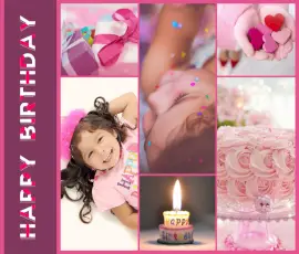 Online Editable Happy Birthday Wishes for Kids 6 Grid Photo Collage