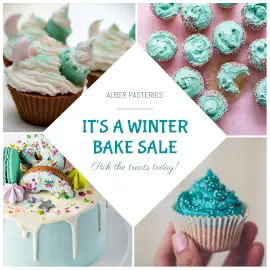 Online Editable Winter Cupcakes Sale 4 Grid Photo Collage