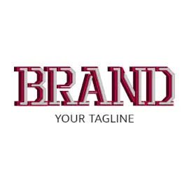 Online Editable Red and Silver Dual Text Fancy & 3D Logo