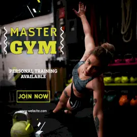 Online Editable Yellow Master Gym Animated Design