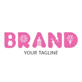 Online Editable Pink Celebration Font with Decorative Theme Creative Logo