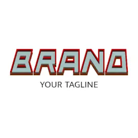 Online Editable Red and Grey Trapezoid Fancy & 3D Logo