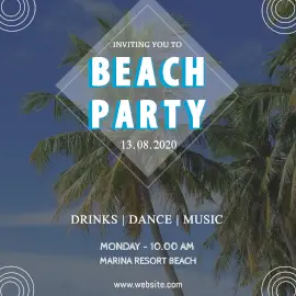 Online Editable Beach Party Instagram Ad