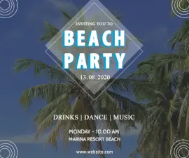 Online Editable Beach Party Facebook Post