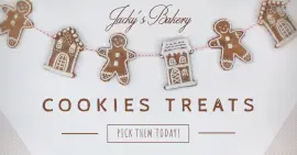 Online Editable Dark Moderate Orange Gingerbread Cookies Treat Facebook Ad