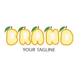 Online Editable Dissected Sweet Mango Text Food & Drink Logo