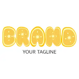 Online Editable Yellow Lemon Slice Fancy Text Food & Drink Logo