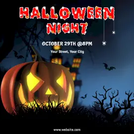 Online Editable Dark Halloween Night Animated Design