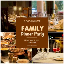 Online Editable Family Dinner Party 4 Grid Photo Collage