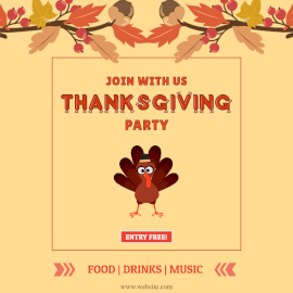 Online Editable Thanksgiving Party Invitation Animated Design