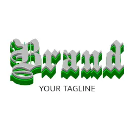 Online Editable Decorative Green and Gray Fancy & 3D Logo