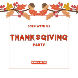 Online Editable Thanksgiving Party Facebook 3D Post