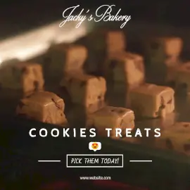 Online Editable Cookies Treat with Baking Movement Animated Design
