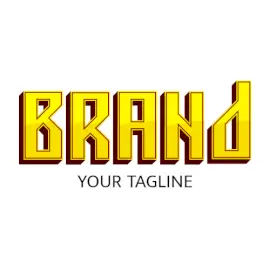 Online Editable Yellow and Brown Border Bold Fancy & 3D Logo