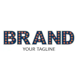 Online Editable Orange Daisy on Blue Text Salon & Beauty Logo