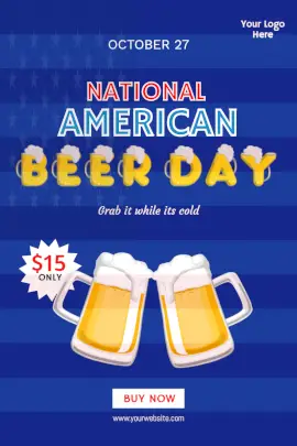Online Editable National American Beer Day Pinterest Graphic