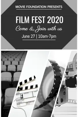 Online Editable Film Fest Invite Card Photo Collage Grid