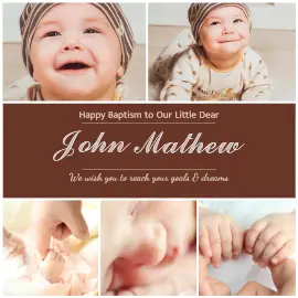 Online Editable Baby Boy Baptism Wishes Messages 5 Grid Photo Collage