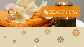 Online Editable Hot and Soft Orange Floral Herbal Spa YouTube Channel Art