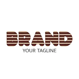 Online Editable Brown and Beige Two Color Stripes Text Unique Logo