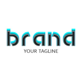 Online Editable Metallic Black and Blue Fancy & 3D Logo