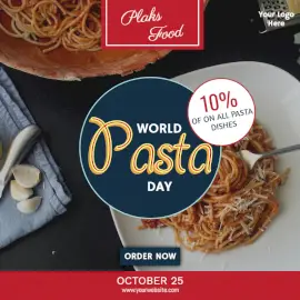 Online Editable World Pasta Day Food Offer Social Media Post