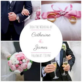 Online Editable Wedding Invitations 4 Grid Photo Collage