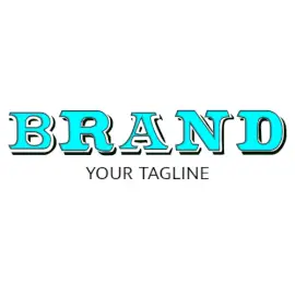 Online Editable Aquamarine and White Fancy & 3D Logo