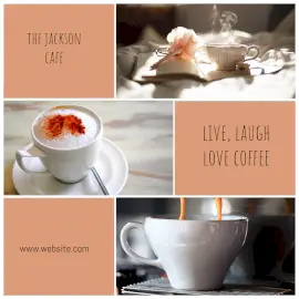Online Editable Minimalist Hot Coffee Cafe 3 Grid Photo Collage