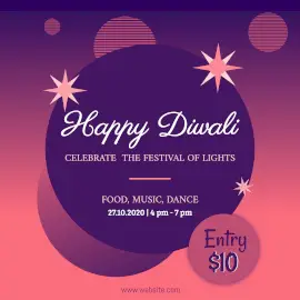 Online Editable Abstract Happy Diwali Celebration Party Instagram Post