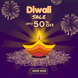 Online Editable Colorful Diya on Diwali Sale Offer Social Media Post